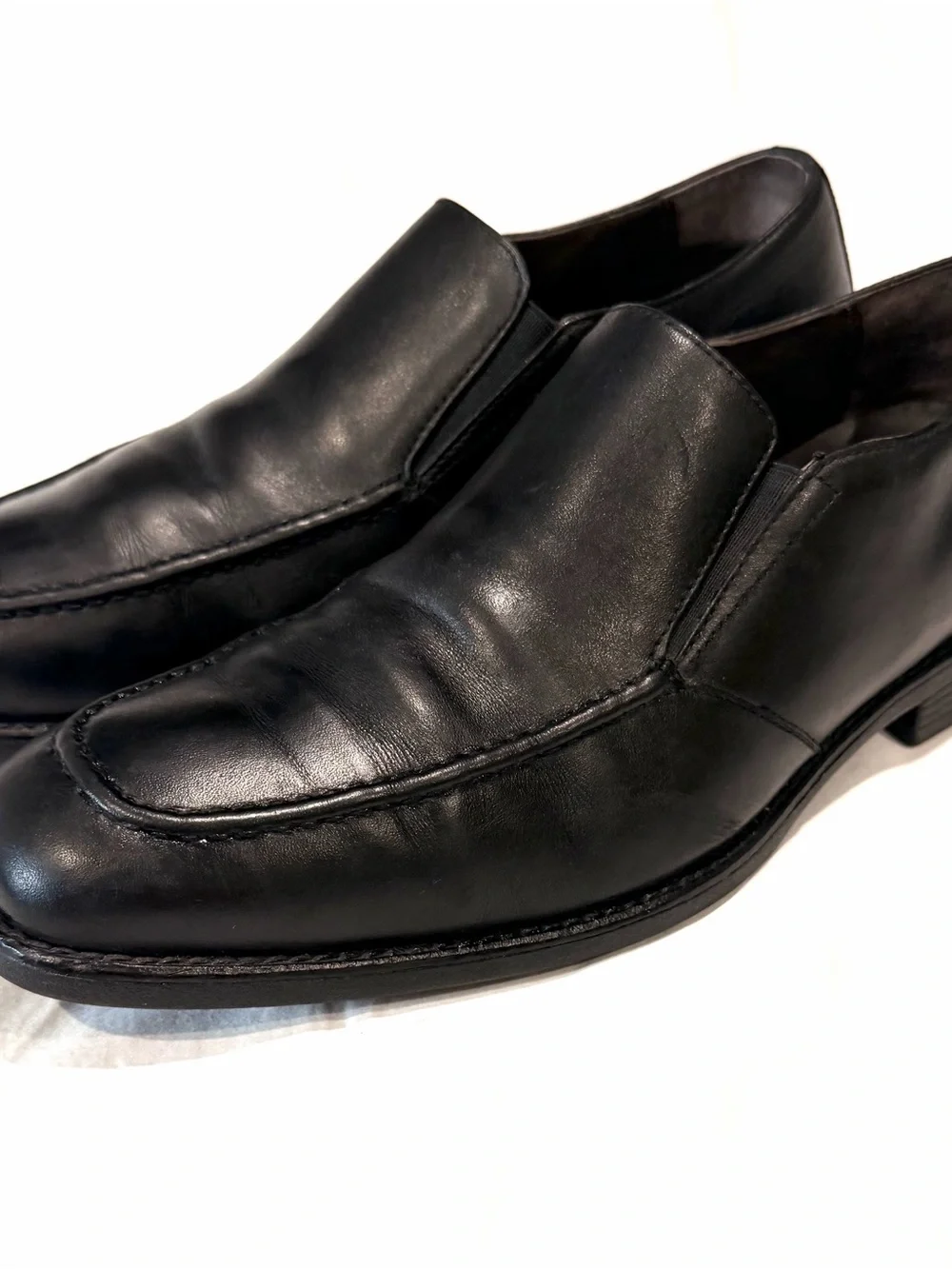 Johnston & Murphy Black Leather Slip-On Loafers, Dual Width Xc4 Waterproof Sz 10